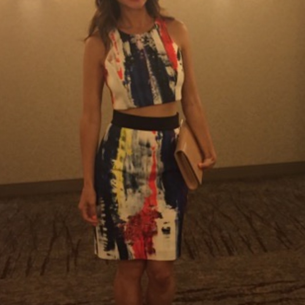 Colorful Milly crop top and skirt set